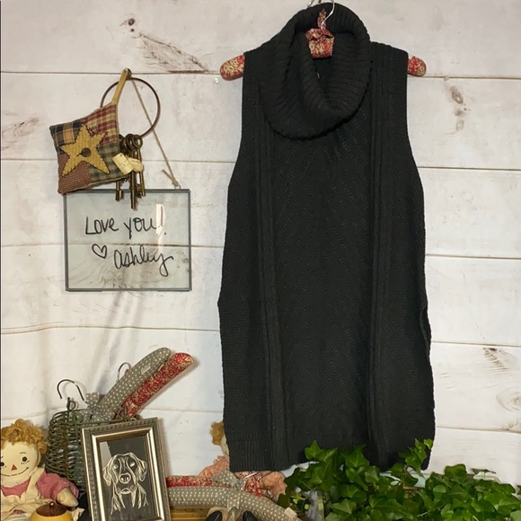 Bellini Sweaters - Bellini; Black Cowl Neck Sweater Vest; L